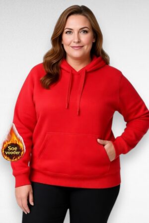 Pehme kapuutsi ja taskutega punane pusa "J.Style" (ME.026)