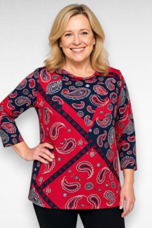 Sinise- ja punasekirju neerumustriga pluus "John Baner" (PL.491)