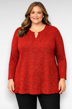 TU.147 - Pidulik punane sätendav pikem pluus/tuunika "Klaudia"