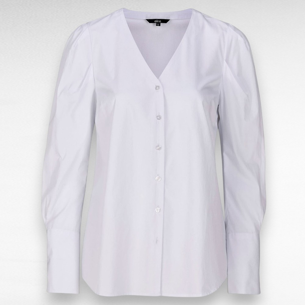 PL.070 - Valge pikkade kroogitud varrukatega pluus "Ellos" - Image 2