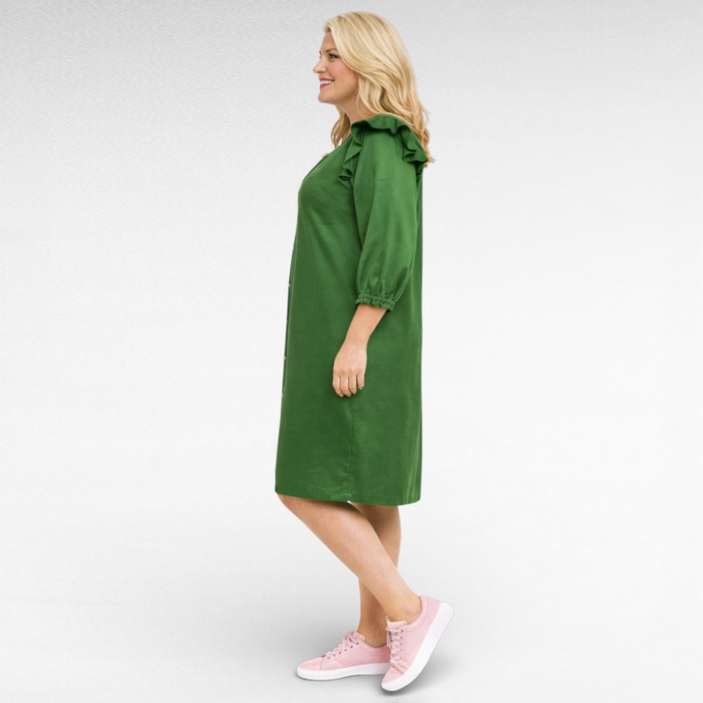 KL.223 - Roheline satsiliste varrukatega taskutega kleit "JD Williams" - Image 2