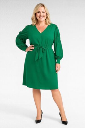 KL.181 - Roheline A-lõikega balloonvarrukatega taskutega kleit "JD Williams"