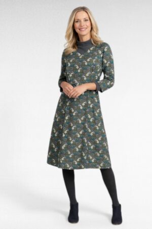 KL.190 - Oliivitooni kvaliteetne puuvillane kleit "Seasalt"