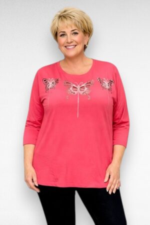 Liblikamustriga pluss suurus naiste pluus  (PL.420)