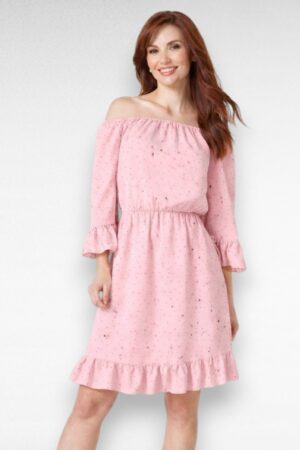 Roosa mummulise mustriga kleit "Heine" (KL.269)