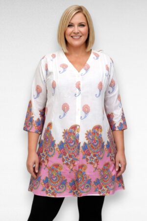 Roosa- ja sinisekirju neerumustriga tuunika "Viera" (TU.286)