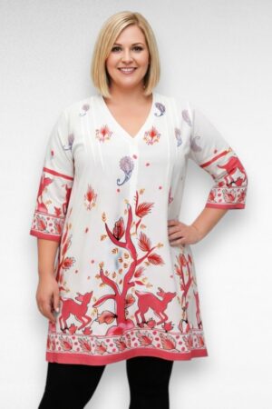 Puuvillane punasekirju oksamustriga tuunika "Viera" (TU.657)