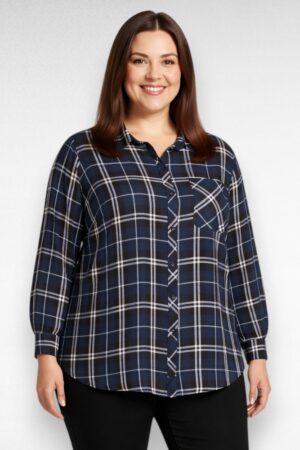 Ruudulise mustriga eest nööpidega pluus "Terra Sky" (PL.446)