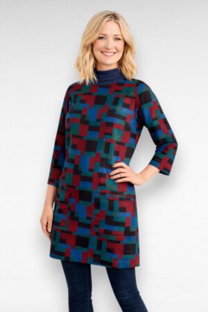 TU.219 - "Seasalt" geomeetrilise mustriga kvaliteetne puuvillane tuunika