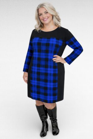 KL.023 - Salendava lõikega ruudulise mustriga kleit "Klaarika"