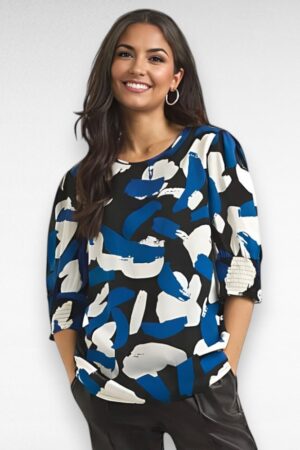 PL.053 - Sinimustvalge puhvis varrukatega pluus "JD Williams"