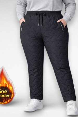 PY.031 - Sooja voodriga mustad sakilise mustriga taskutega talvepüksid-sobivad naistele ja meestele