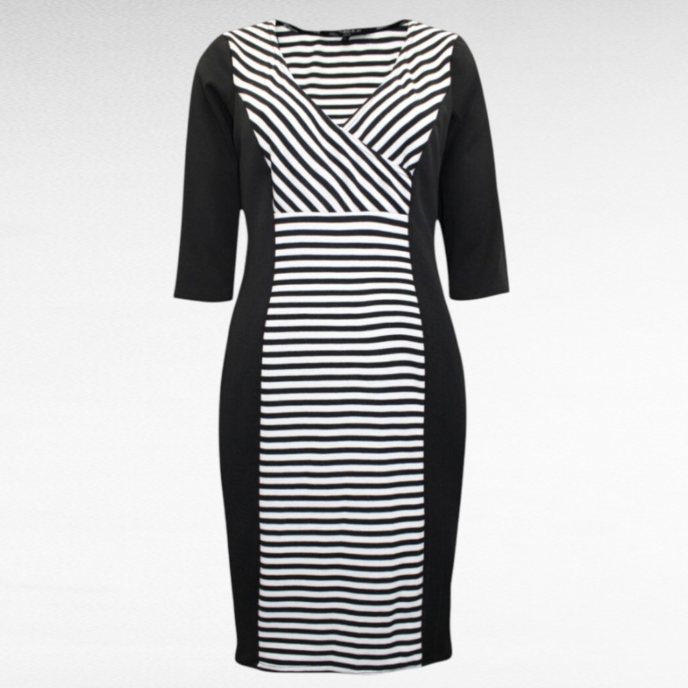 Musta- ja valgetriibuline soliidne kleit "Scarlett and Jo" (KL.312) - Image 2