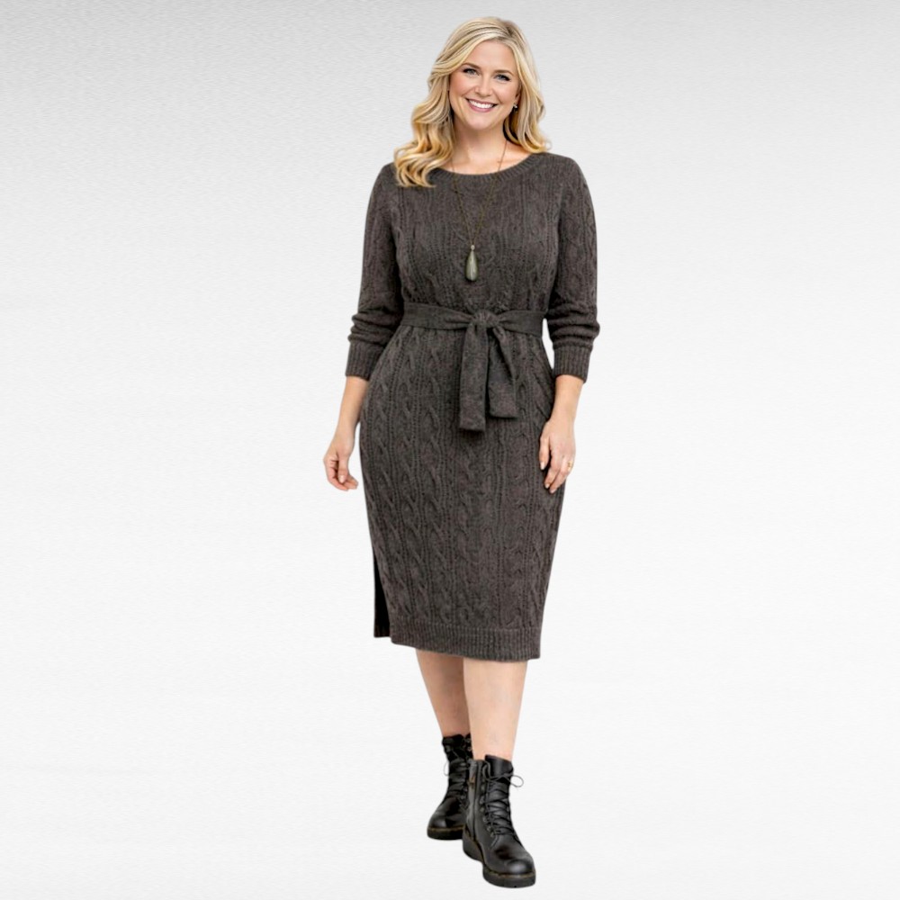 KL.243 - Palmikkoes keskelt vööga naiselik kampsunkleit "Miia" - Image 5