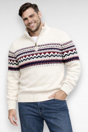 ME.125 - Pluss suurus kõrge kaelusega ivoryvalge meeste sviiter-pikemale kasvule