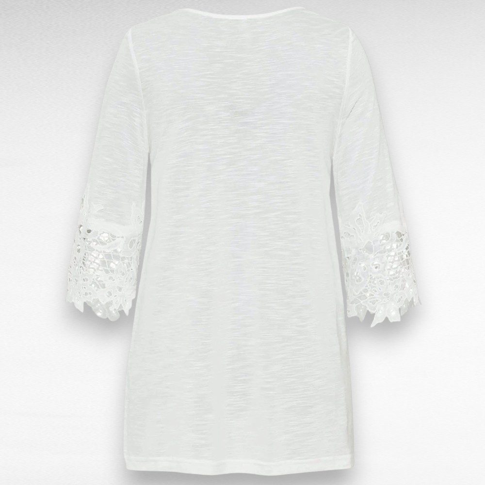 PL.163 - Valge broderiipitsiga pikem poolpikkade varrukatega pluus "Body Flirt" - Image 4
