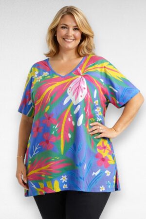 Helesinine roosakirju lillemustriga tuunika "Esmira Fashion" (TU.068)