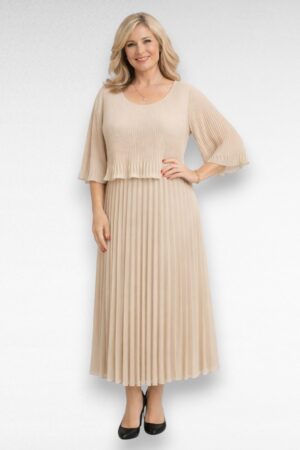 Kvaliteetne alt voodriga pikk pidulik plisseerkleit "Sirle" (KL.893)