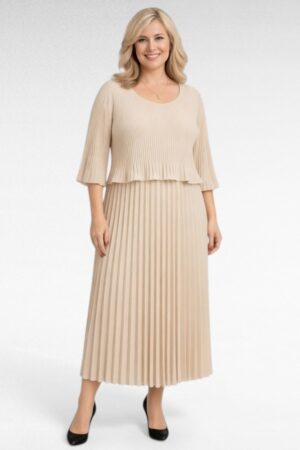 Kvaliteetne alt voodriga pikk pidulik plisseerkleit "Sirle" (KL.893)