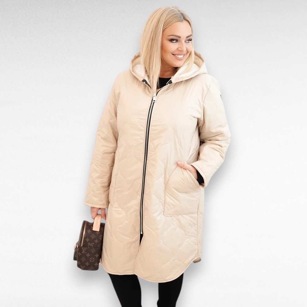 Pikem moodne kapuutsi ja taskutega naiste kevadjope (JO.078) - Image 3