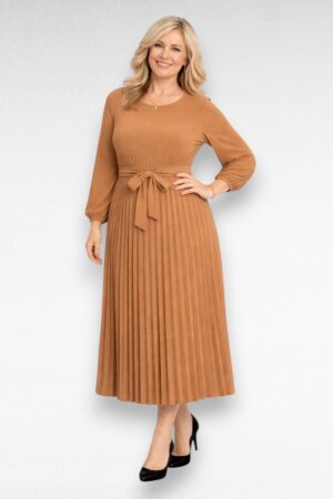 Pidulik pikk cameltooni plisseerkleit "Mariann" (KL.289)