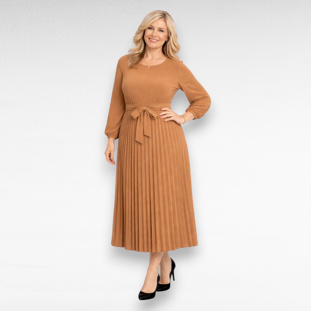 Pidulik pikk cameltooni plisseerkleit "Mariann" (KL.289)