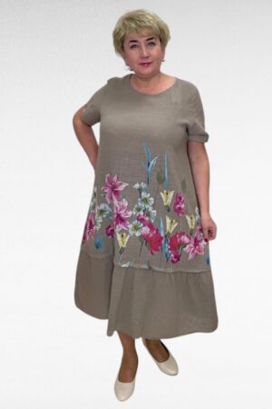 Puuvillane hingav lillemustriga suvekleit  (KL.265)