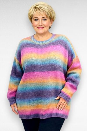 Hajutatud roosades ja kollastes toonides sviiter (KU.031)