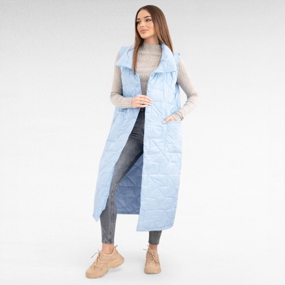 Stiilne tepitud materjalist pikk taskutega kevadine vest (JO.041) - Image 7