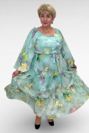 Luksuslik mündrioheline satsiline pikk pidulik kleit (KL.111)