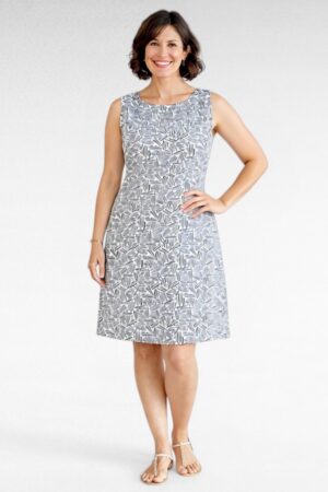 Musta-ja valgekirju abstraktse mustriga naiste suvekleit "Capsule" (KL.833)