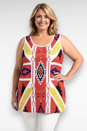 Geomeetrilise mustriga pikem pluss suurus top "Ashley Stewart" (PL.273)