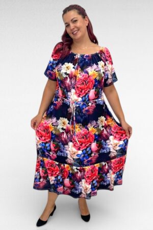 Värvikireva lillemustriga alt satsiga kleit "Margot" (KL.071)