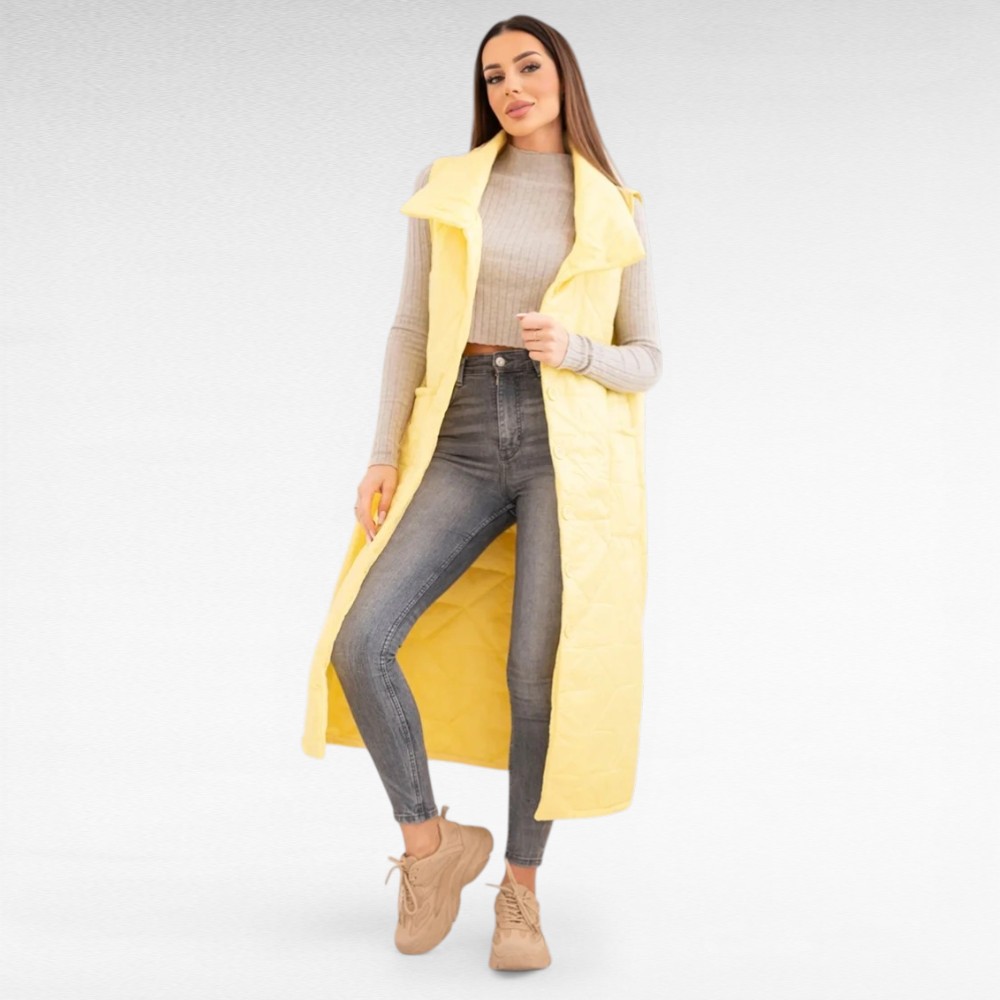 Stiilne tepitud materjalist pikk taskutega kevadine vest (JO.041) - Image 5