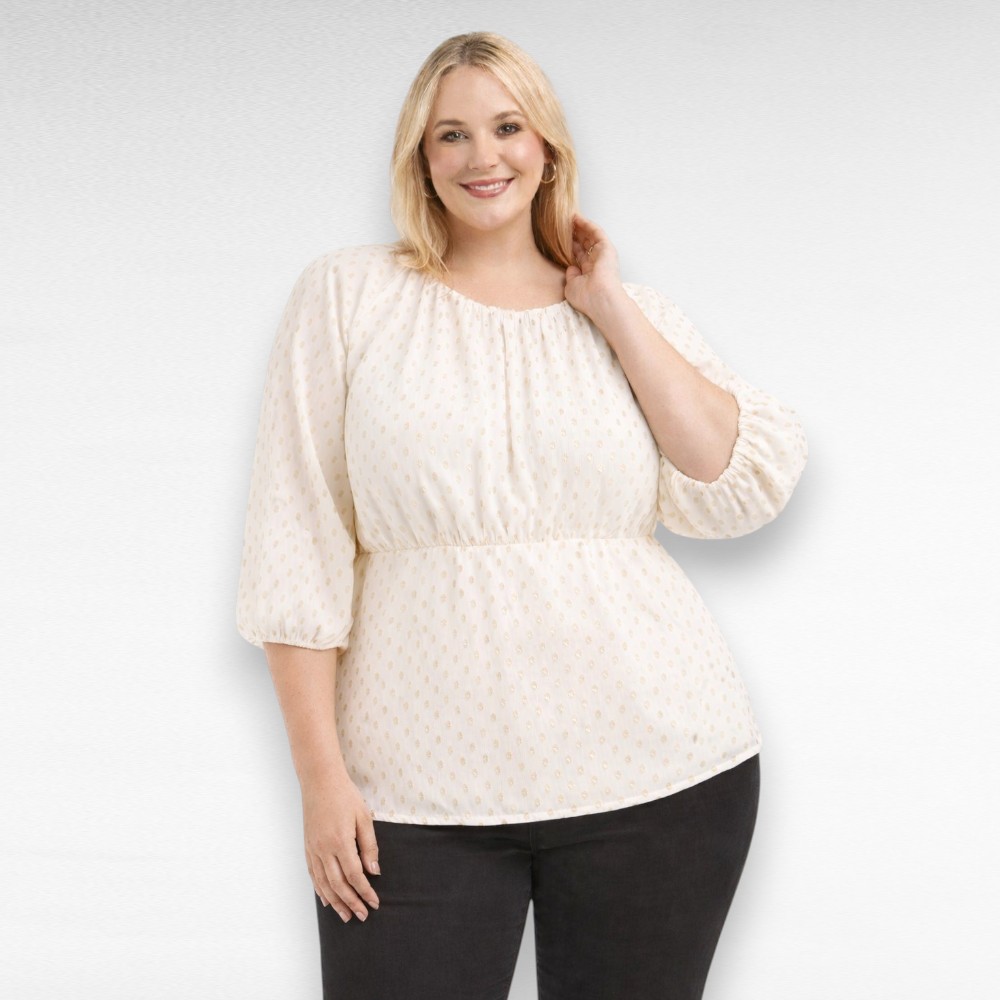 Ivoryvalge kuldse mustriga pidulik pluus "JD Williams" (PL.315) - Image 2