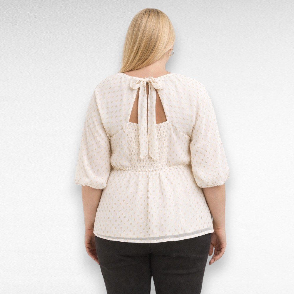 Ivoryvalge kuldse mustriga pidulik pluus "JD Williams" (PL.315) - Image 3