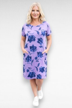 Lilla kellukesemustriga taskutega naiste suvekleit (KL.402)