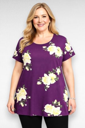 Lilla kollasekirju lillemustriga tuunika  "Yours Curvy" (TU.194)