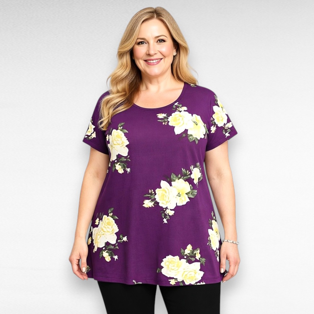 Lilla kollasekirju lillemustriga tuunika "Yours Curvy" (TU.194)