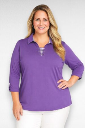 Triibulise mustriga puuvillane pluus "L Collection" (PL.529)