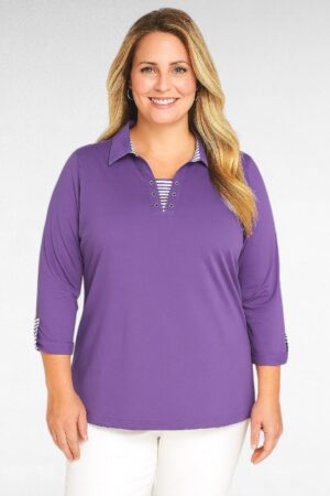 Triibulise mustriga puuvillane pluus "L Collection" (PL.529)