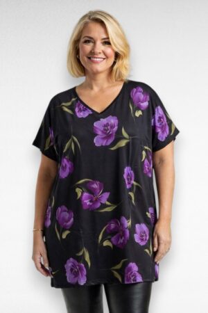 Must tumelilla lillemustriga tuunika "Esmira Fashion" (TU.370)