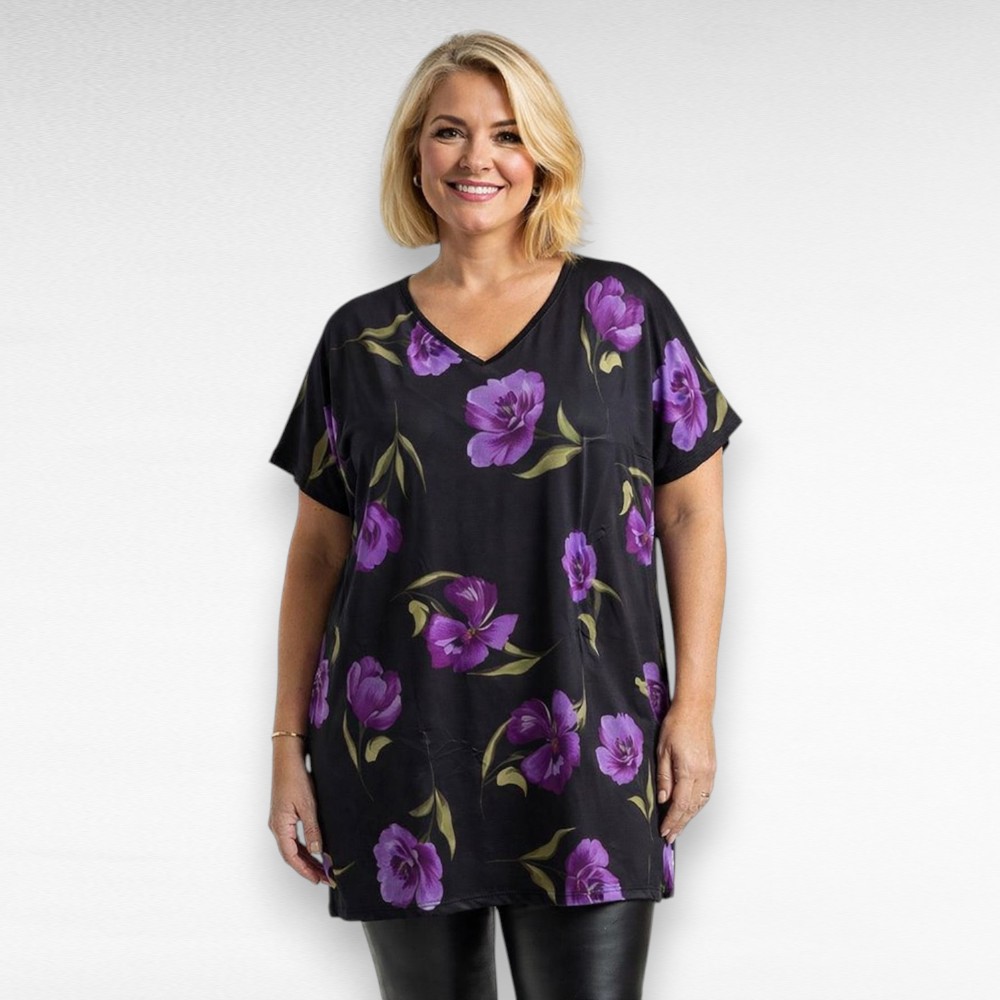 Must tumelilla lillemustriga tuunika "Esmira Fashion" (TU.370)