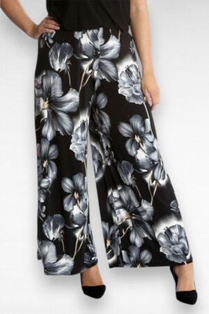 Hallid valgekirju lillemustriga avarad suvepüksid "Nouvelle" (PY.052)