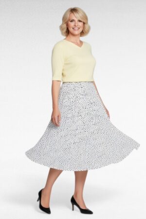 Valge mummulise mustriga plisseerseelik (SE.084)