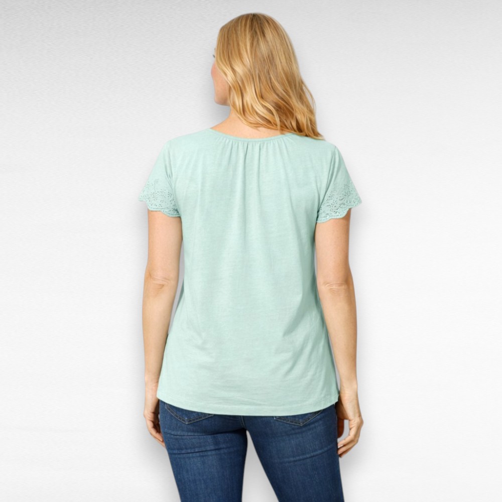 PL.034 - Heleroheline broderiipitsist varrukatega pluus "Blancheporte" - Image 2