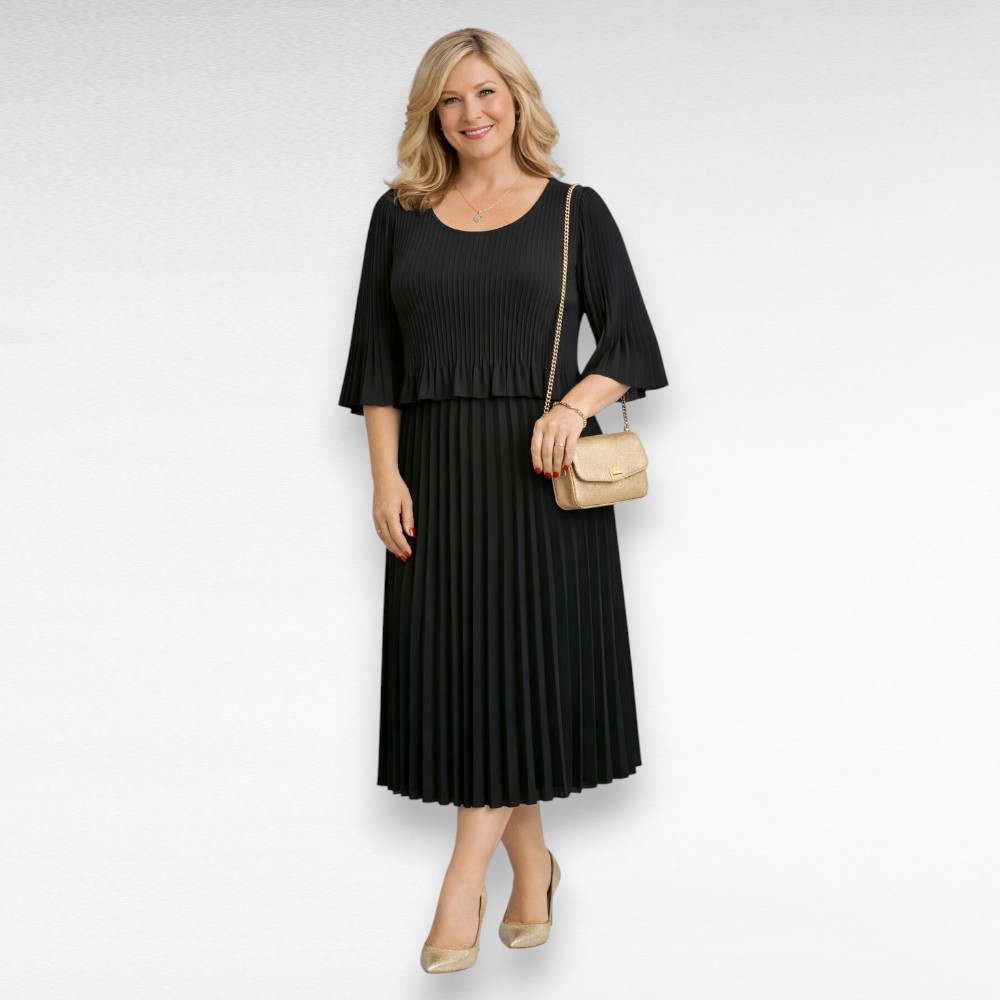 Kvaliteetne alt voodriga pikk pidulik plisseerkleit "Sirle" (KL.893) - Image 2