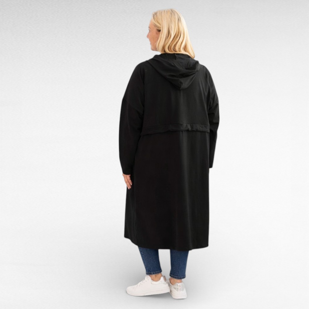 Pikk must kapuutsiga kevadine naiste jakk/dressipluus (KA.390) - Image 3