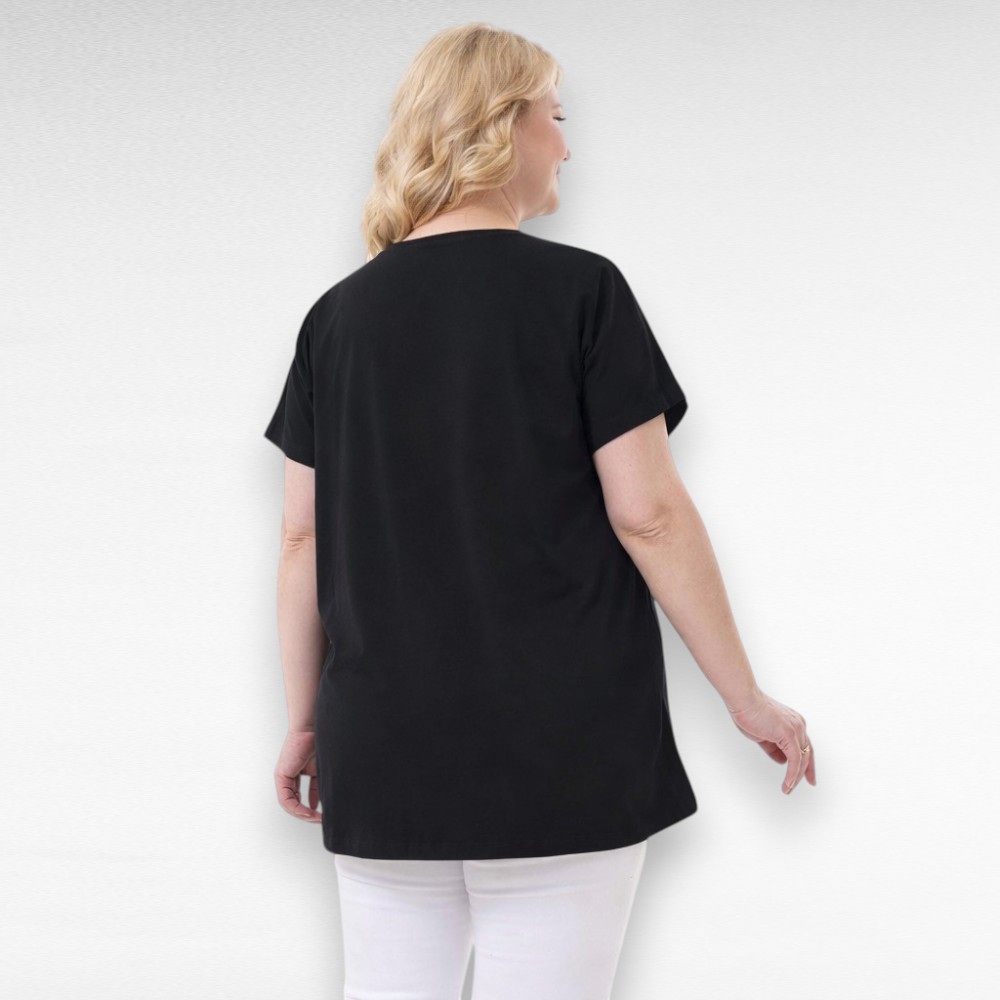 Must kaeluse äärelt pärlitega kaunistatud tuunika "Tiina" (TU.076) - Image 4