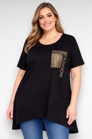 TU.311 - Asümmeetrilise lõikega must tuunika "Fashion"